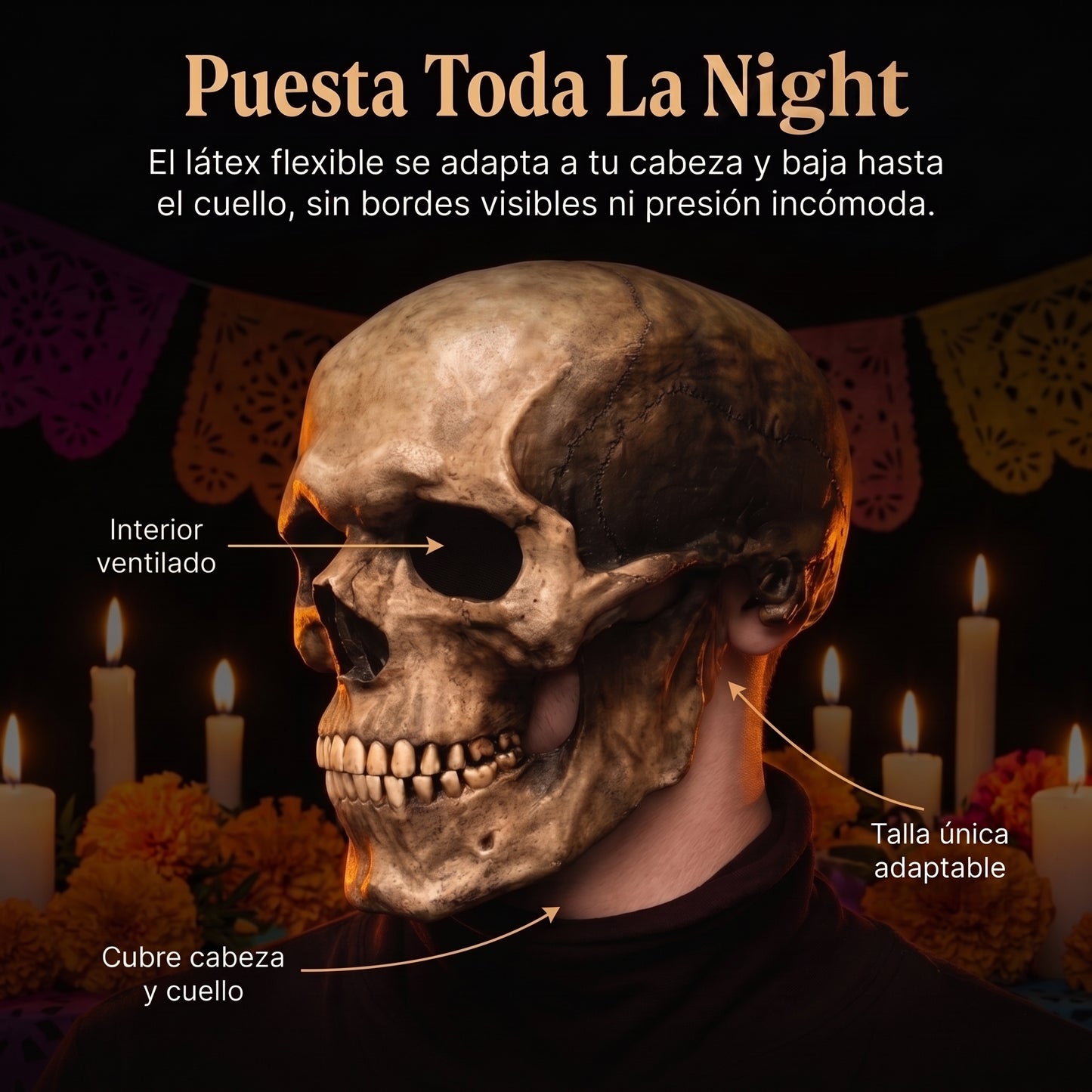 Máscara de Calavera/Casco De Cabeza Completa Con Mandíbula Móvil
